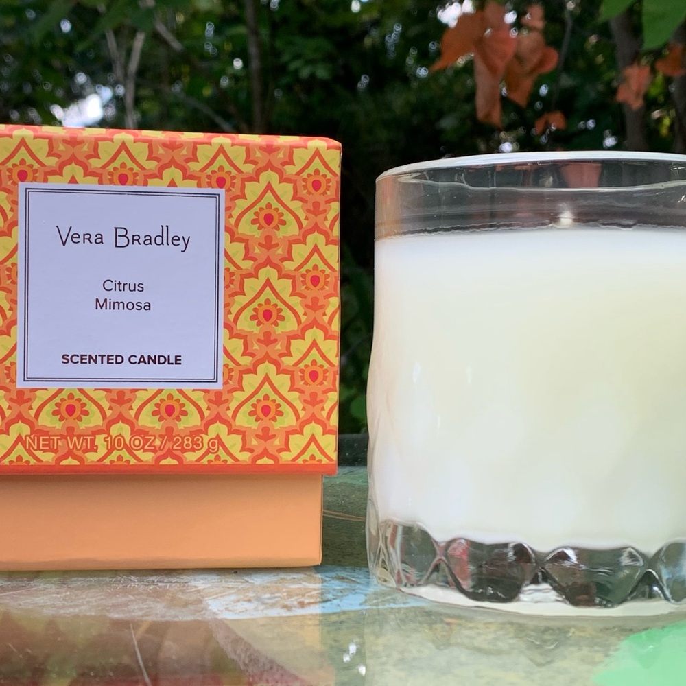 VERA BRADLEY Citrus Mimosa SCENTED CANDLE IN GLASS! New in Box Gift Soy Blend